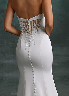 Azazie Katniss Robes de mariée Robe Sirène en Crêpe Dos Satin Bustier Diamant Blanc Champagne image9