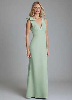 Azazie Taro At-home Try On Dresses Agave Sheath Bow Chiffon Dress image1