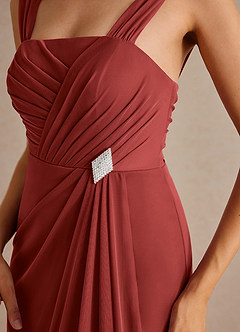 Azazie Clinton Mother of the Bride Dresses Rust A-Line Pleated Mesh Dress image8