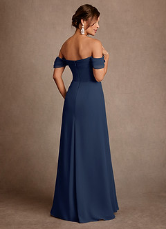 Azazie Amherst vestidos de madre de la novia Vestido de Azul Marino Oscuro de Gasa de Corte en A con Vestidos sin tirantes image3