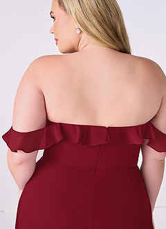 Barbie ♥ Azazie Bridesmaid Dresses Burgundy A-Line Off the Shoulder Chiffon Convertible Dress image11