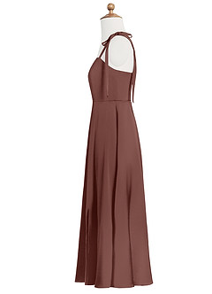 Azazie Rosey Junior A-Linie Herzausschnitt Stretch-Satin Kleid Espresso image9
