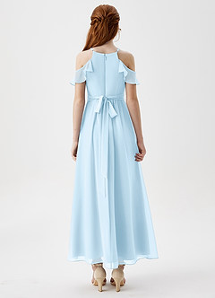 Azazie Chaya Junior Sky Blue A-Line Off the Shoulder Chiffon Dress image2