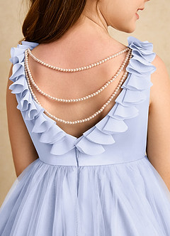 Azazie Lorita Robe Demoiselle D'honneur Fillette Robe Trapèze en Tulle Perlé Lavande image8