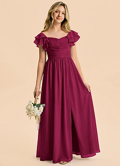 Azazie Anaya Junior Burgundy A-Line Sweetheart Neckline Chiffon Dress image5