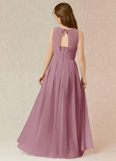 Azazie Bibiane Junior Vintage Mauve A-Line Pleated Chiffon Dress image2