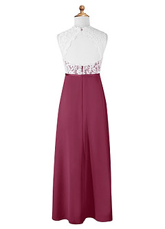 Azazie Rana Junior A-Linie Spitze Chiffon Kleid Maulbeerrot image6