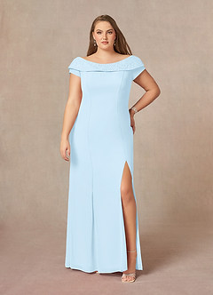 Azazie Cupid Mother of the Bride Dresses Sky Blue A-Line Boatneck Lace Chiffon Dress image6