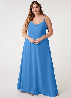 Azazie Daenerys Abiti da Damigella Abito A-Line in Chiffon con Scollo a Cappuccio Blue Jay image8
