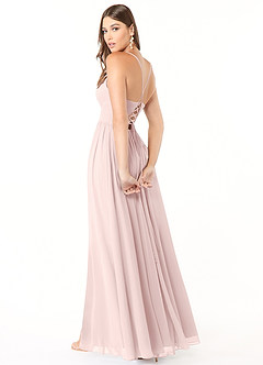 Azazie Aaida Bridesmaid Dresses Blushing Pink A-Line Corset Chiffon Dress image5