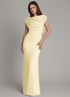 Azazie Hadley Essayer des robes à la maison Robe Sirène en Mousseline de soie Plissée Sorbet Citron image7