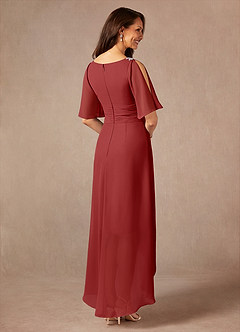 Azazie Pascual Mother of the Bride Dresses Rust A-Line Pleated Chiffon Dress image2