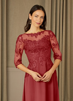 Azazie Dorella Mother of the Bride Dresses Rust A-Line Lace Chiffon Dress image5