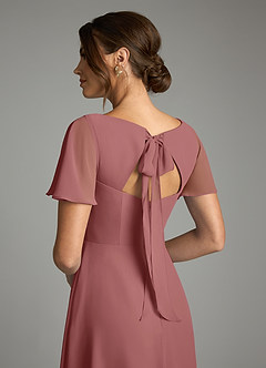 Azazie Kimber Bridesmaid Dresses Amethyst A-Line Flounce Sleeve Chiffon Dress image8