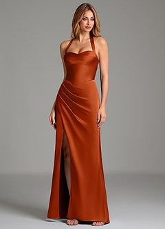 Azazie Serenity Bridesmaid Dresses Burnt Orange Mermaid Sweetheart Neckline Stretch Satin Dress image4
