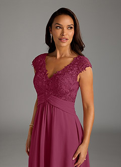 Azazie Irmeli Mother of the Bride Dresses Mulberry A-Line Lace Chiffon Dress image5