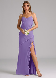 Azazie Nancie Vestidos de madrinha de casamento Vestido Taiti de Chiffon de sereia com Ruched image8