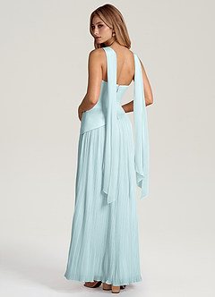 Azazie Tierney Robes de demoiselle d'honneur Robe Trapèze Convertible en Mousseline de soie Sans bretelle Brume image4