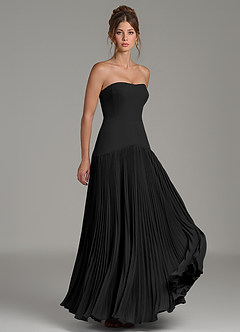 Azazie Yuliana Bridesmaid Dresses Black A-Line Strapless Chiffon Dress image3