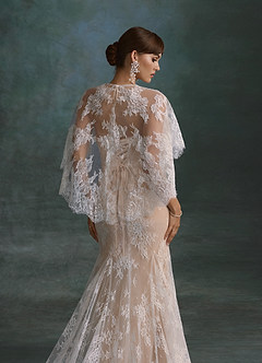 Azazie Dawna Wedding Dresses Diamond White Nude Mermaid Strapless Lace Dress image5