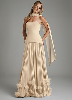 Azazie Alex Bridesmaid Dresses Champagne A-Line Corset Chiffon Dress image3