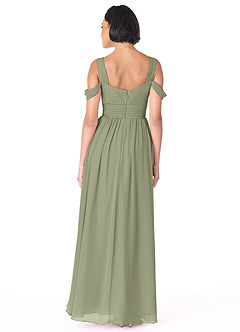Azazie Lianne Bridesmaid Dresses Pistachio A-Line Off the Shoulder Chiffon Dress image4