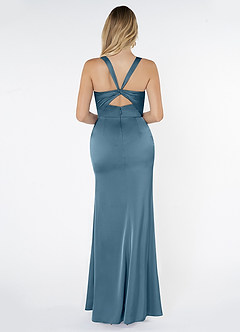 Azazie Mero Bridesmaid Dresses Bermuda Mermaid Pleated Stretch Satin Dress image3