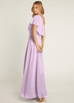 Azazie Lizzy Final Sale Frosted Lilac A-Line One Shoulder Chiffon Dress image6