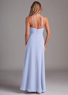 Azazie Bailey Bridesmaid Dresses Lavender A-Line Halter Side Slit Chiffon Dress image2