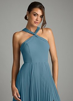 Azazie Afra Robes de demoiselle d'honneur Robe Trapèze en Mousseline de soie Plissée Bermude image5