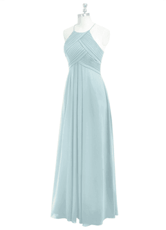 Azazie Ginger Bridesmaid Dresses Mist A-Line Halter Pleated Chiffon Dress image8