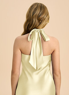 Azazie Chickie Junior Robe Fourreau en Satin extensible Plissée Sorbet Citron image6