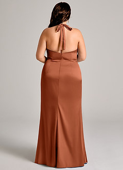 Azazie Valerie Robes de demoiselle d'honneur Robe Sirène en Satin extensible Plissée Rose De Cèdre image12