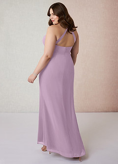 Azazie Becca Bridesmaid Dresses Wisteria Sheath V-Neck Chiffon Dress image10