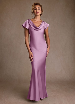 Azazie Shelby Mother of the Bride Dresses Wisteria Mermaid Pleated Stretch Satin Dress image4