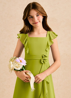 Azazie Soso Girls Formal Flower Girl Klänningar Klänning A-Line i Chiffong Plisserad image6