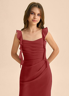 Azazie Jessamine Junior Rust Mermaid Sweetheart Neckline Chiffon Dress image7