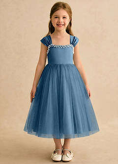 Azazie Yosemite Robe Demoiselle D'honneur Fillette Robe Princesse en Tulle Encolure en Forme de Cœur Bermude image3