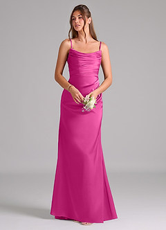 Azazie Lucille Jurken voor bruidsmeisjes Converteerbaar Jurk van Stretch Satijn met Zeemeermin Strapless Fuchsia image7