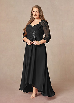 Azazie Devereaux Mother of the Bride Dresses Black A-Line Lace Chiffon Dress image9