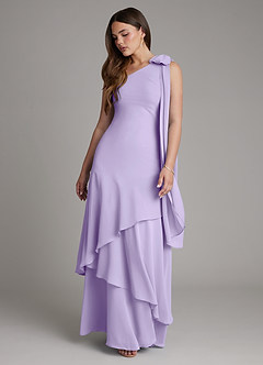 Azazie Monique Bridesmaid Dresses Lilac A-Line One Shoulder Chiffon Dress image6