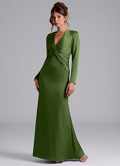 Azazie Valerie Bridesmaid Dresses Juniper Mermaid Long Sleeve Stretch Satin Dress image3