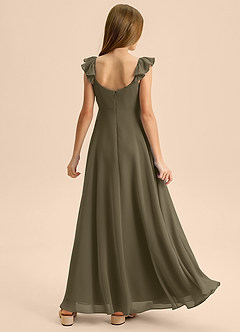 Azazie Carmin Junior Willow Green A-Line Ruched Chiffon Dress image2