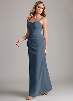 Azazie Mai Bridesmaid Dresses Neptune Sheath Pleated Chiffon Dress image4