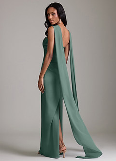 Azazie Sonora Vestidos de damas de honor Vestido de Eucalipto de Satén Elástico de Corte Recto con Sin tirantes image2