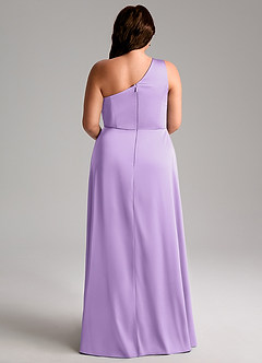 Azazie Brooke Bridesmaid Dresses Lilac A-Line One Shoulder Stretch Satin Dress image2