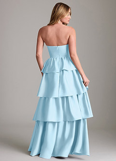 Azazie Faye Bridesmaid Dresses Sky Blue A-Line Ruched Stretch Satin Dress image2