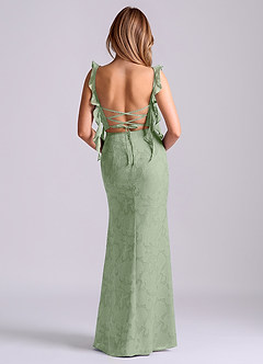 Azazie Jessamine Bridesmaid Dresses Dusty Sage Mermaid Corset Floral Burnout Dress image6
