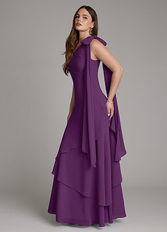 Azazie Monique 신부 들러리 드레스 A라인 한쪽 어깨 쉬폰 바닥 길이 드레스 image7