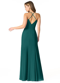 Azazie Carolina Bridesmaid Dresses Peacock Mermaid Ruched Chiffon Dress image2